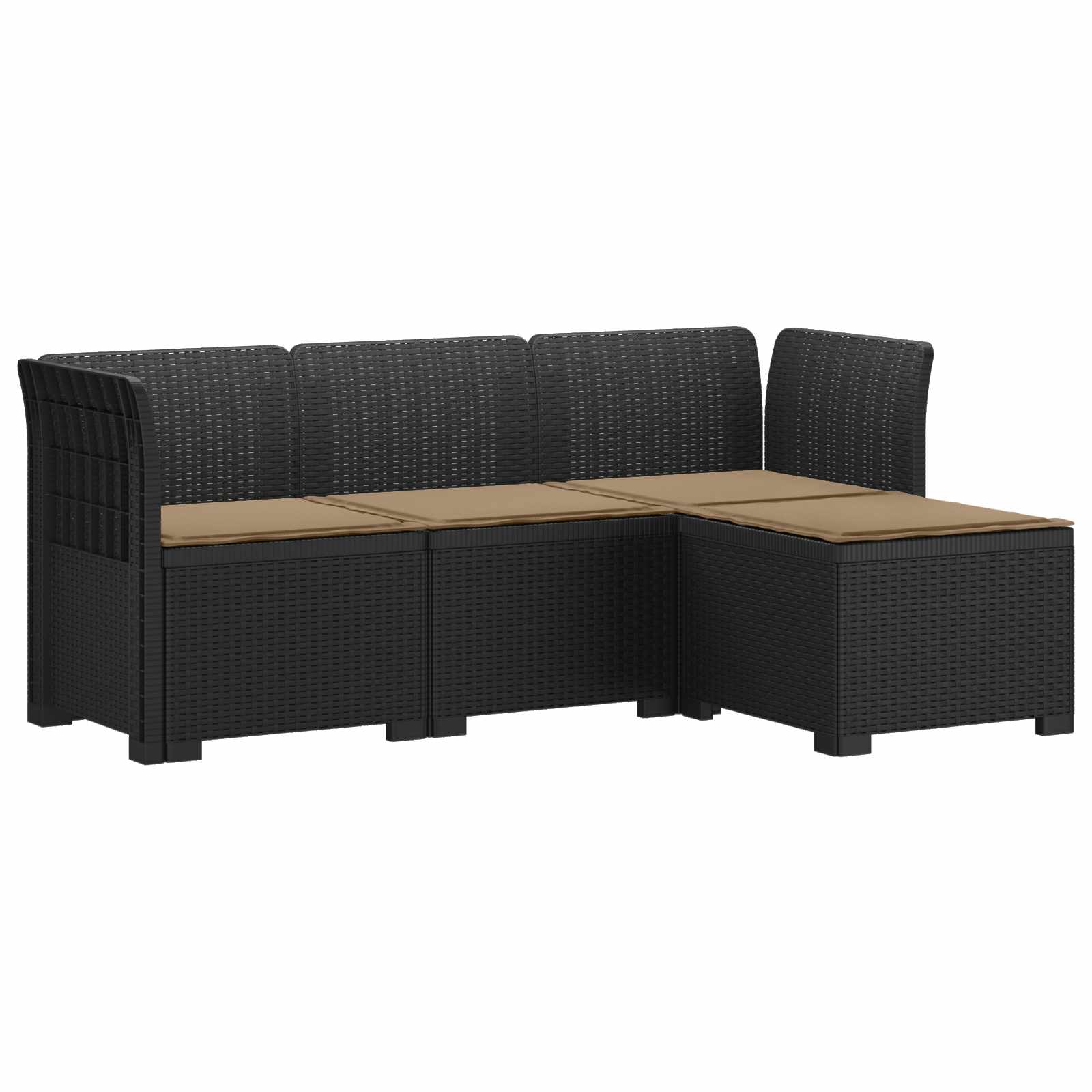 Divano da giardino 4 posti con cuscini aspetto rattan PP | homemem39