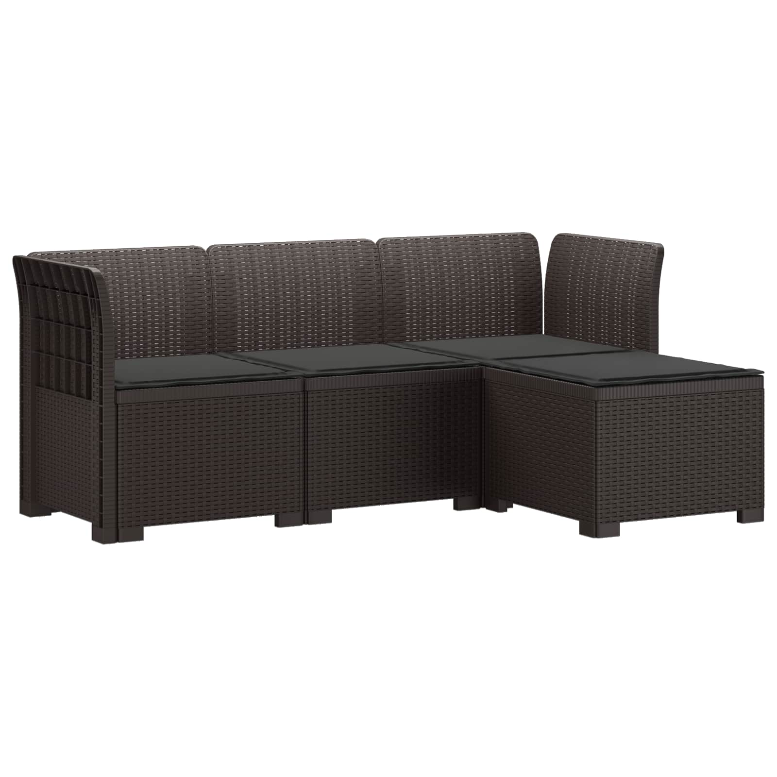 Divano da giardino 4 posti con cuscini aspetto rattan PP | homemem39