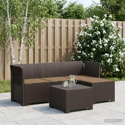 Divano da giardino 4 posti con cuscini aspetto rattan PP | homemem39