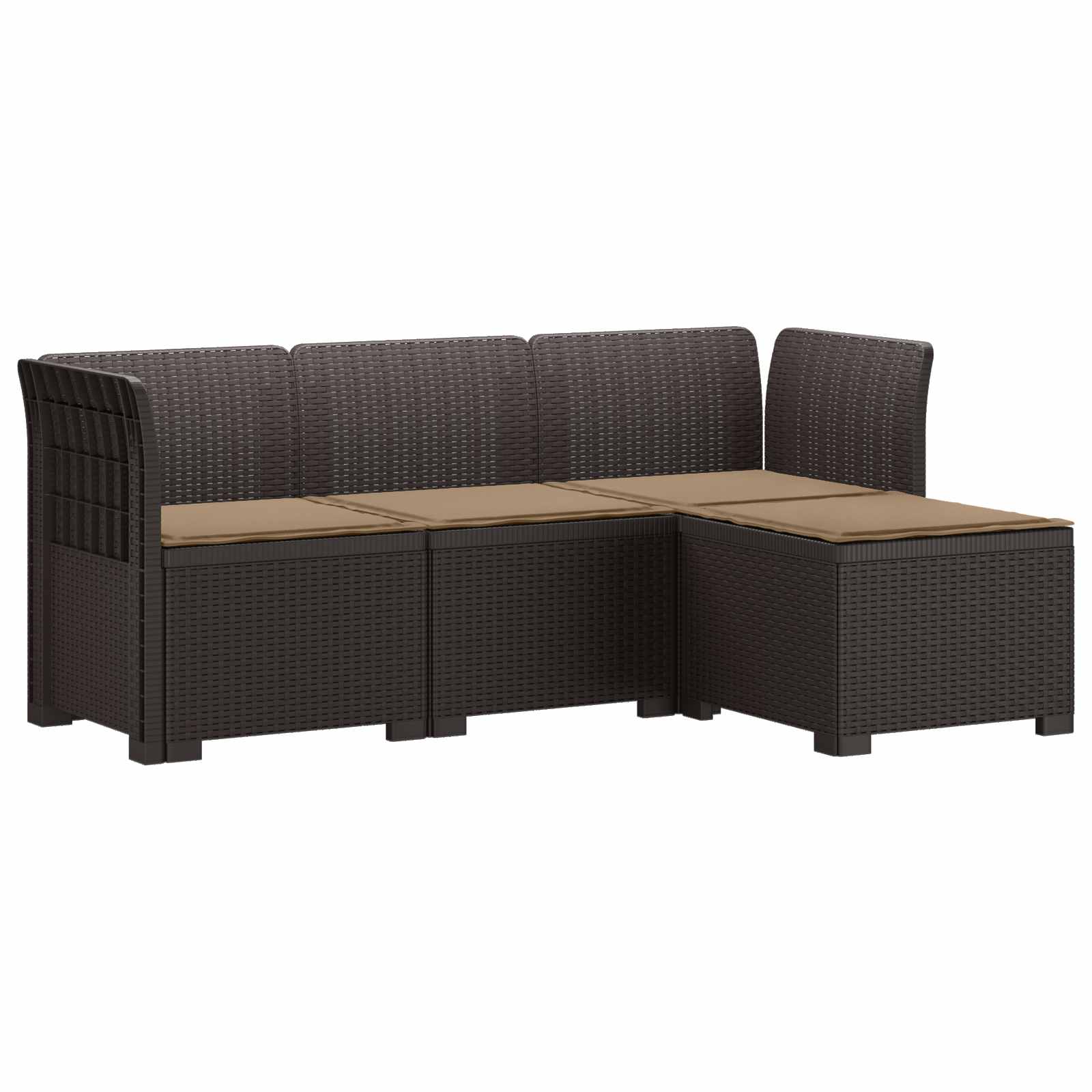 Divano da giardino 4 posti con cuscini aspetto rattan PP | homemem39