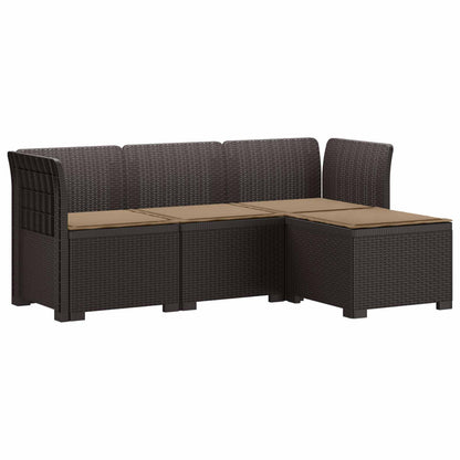 Divano da giardino 4 posti con cuscini aspetto rattan PP | homemem39