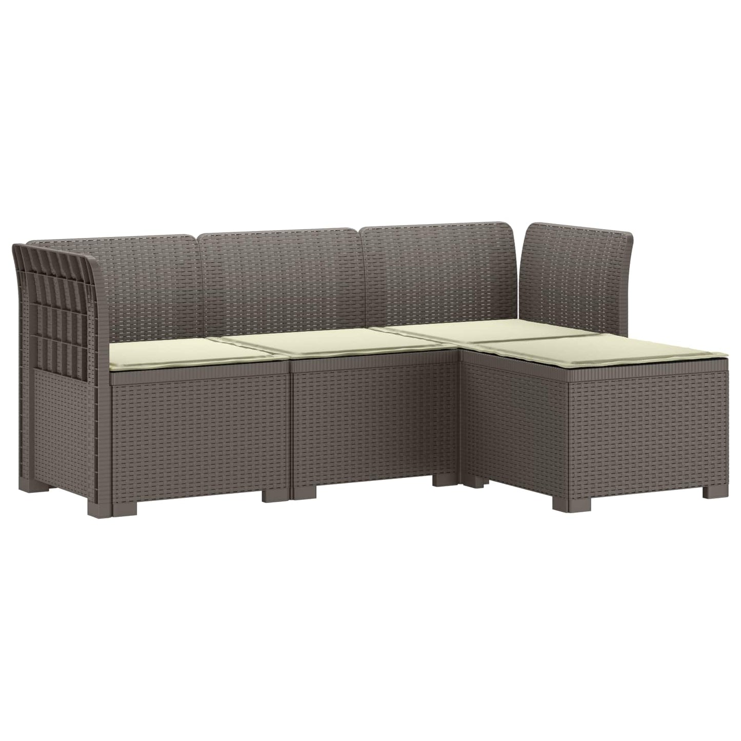 Divano da giardino 4 posti con cuscini aspetto rattan PP | homemem39