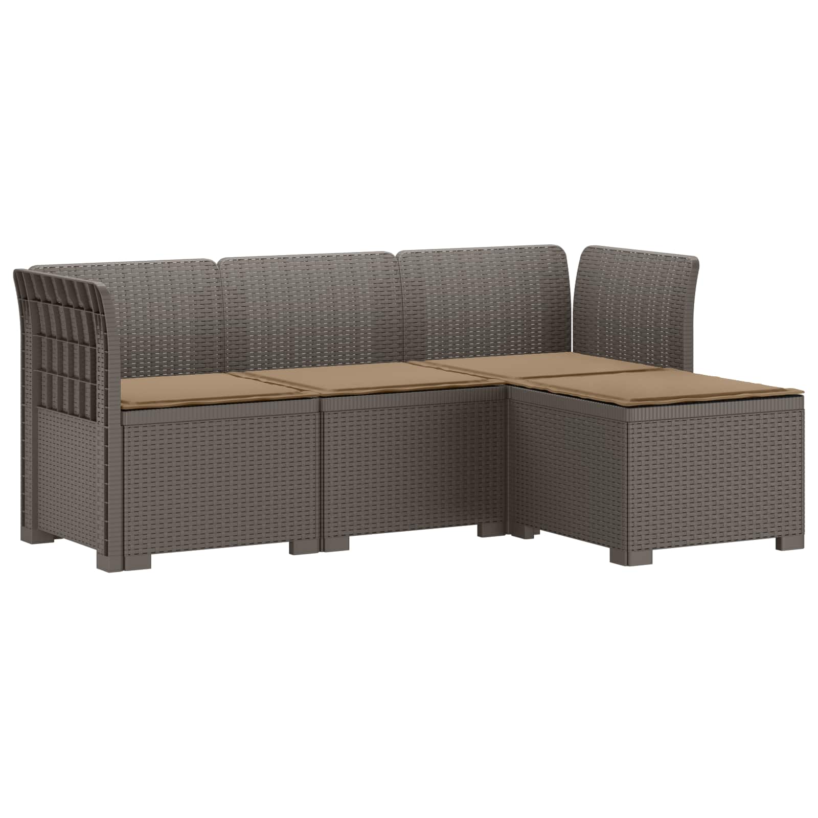 Divano da giardino 4 posti con cuscini aspetto rattan PP | homemem39
