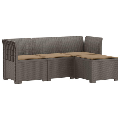 Divano da giardino 4 posti con cuscini aspetto rattan PP | homemem39
