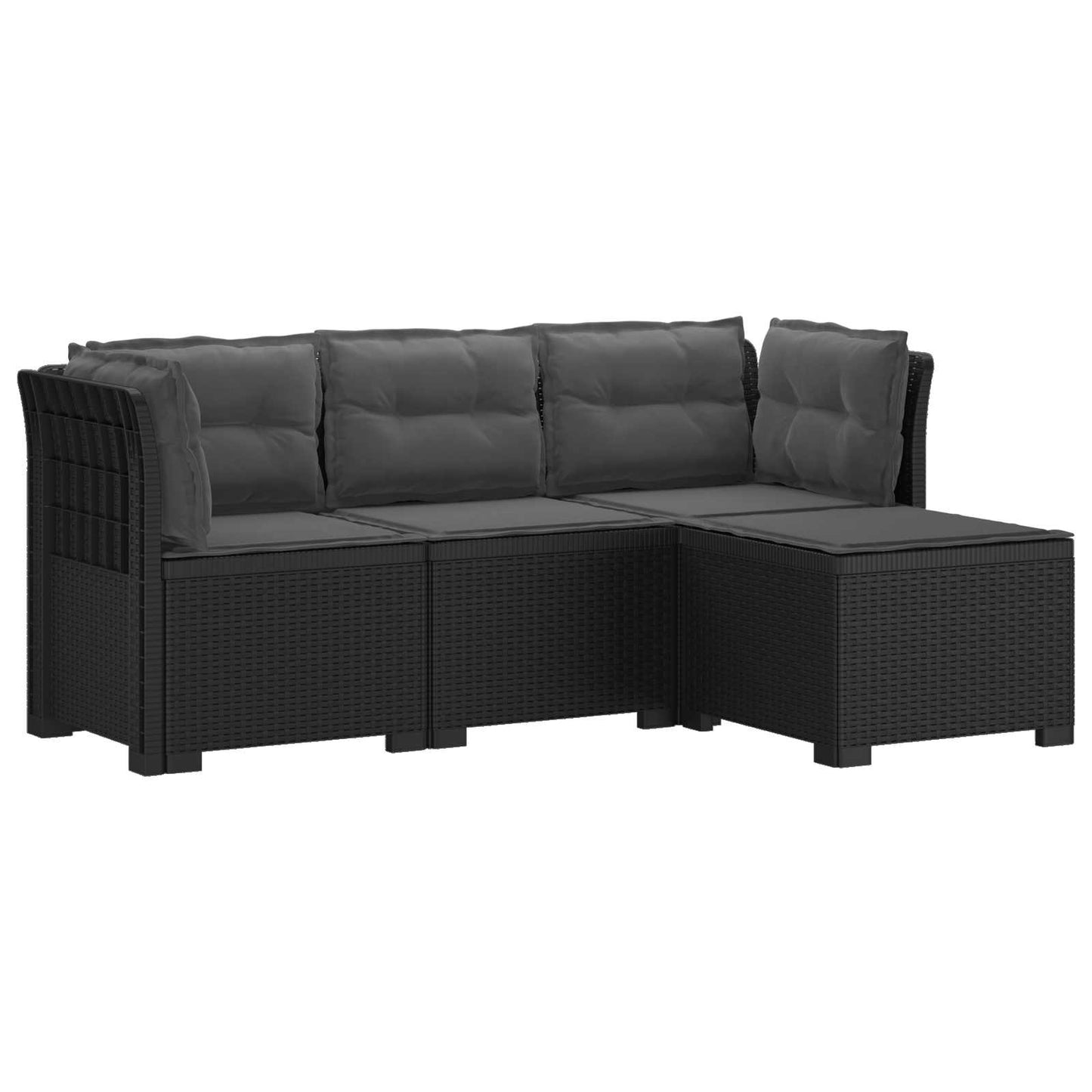 Divano da giardino 4 posti con cuscini aspetto rattan PP | homemem39