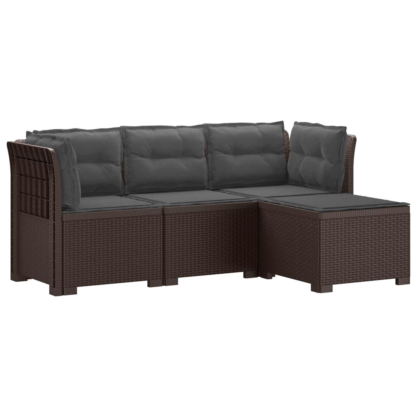 Divano da giardino 4 posti con cuscini aspetto rattan PP | homemem39