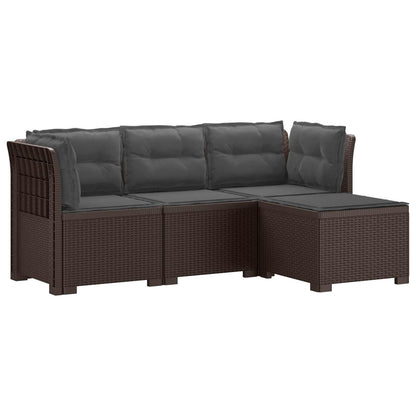 Divano da giardino 4 posti con cuscini aspetto rattan PP | homemem39
