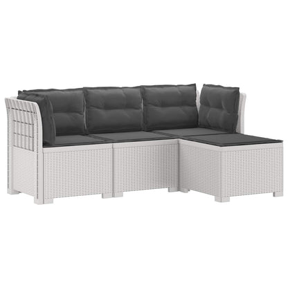 Divano da giardino 4 posti con cuscini aspetto rattan PP Bianco | homemem39