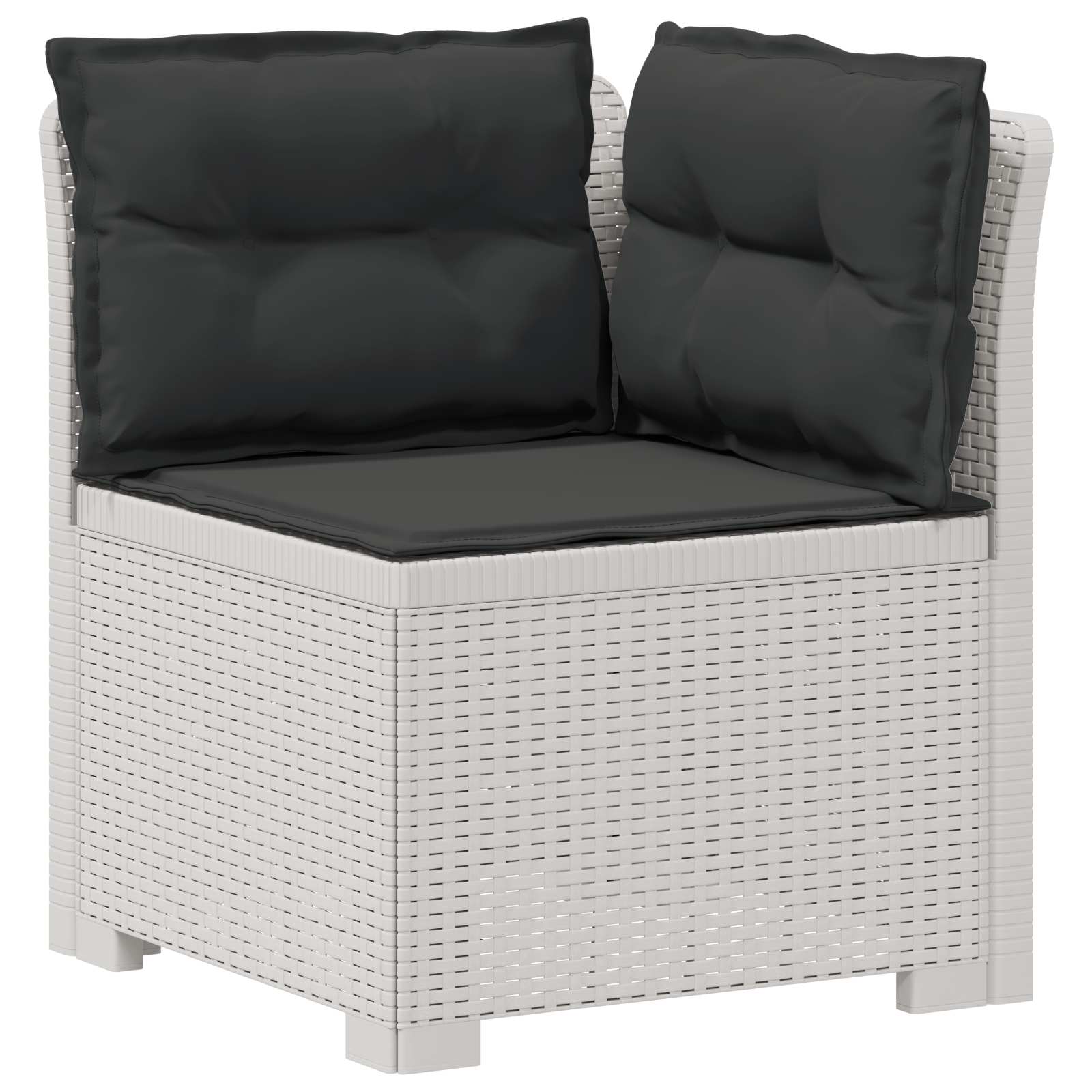 Divano da giardino 4 posti con cuscini aspetto rattan PP Bianco | homemem39