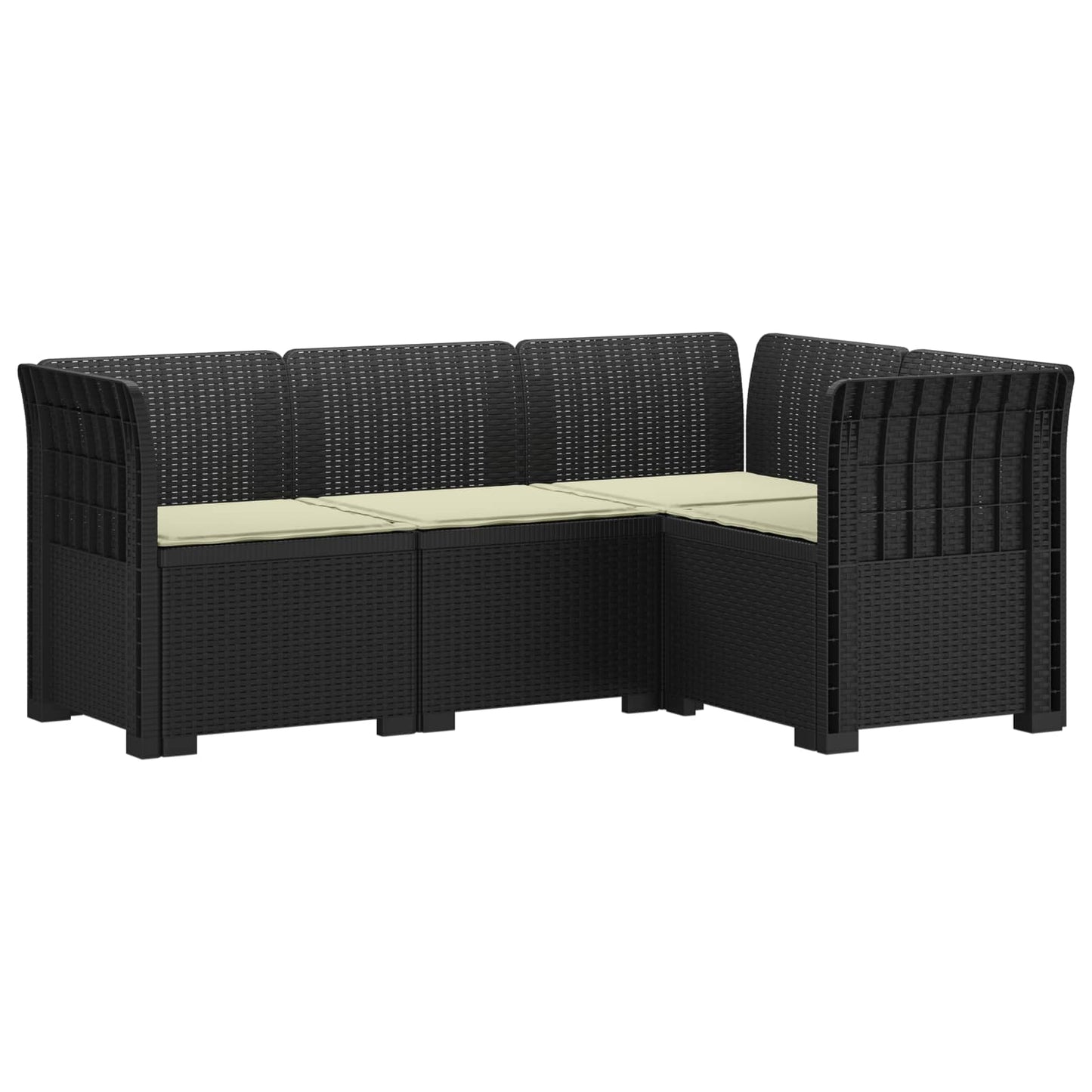 Divano da Giardino 4 Posti con Cuscini Aspetto Rattan PP | homemem39