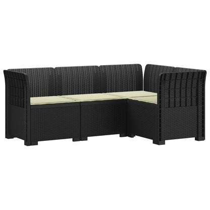 Divano da Giardino 4 Posti con Cuscini Aspetto Rattan PP | homemem39