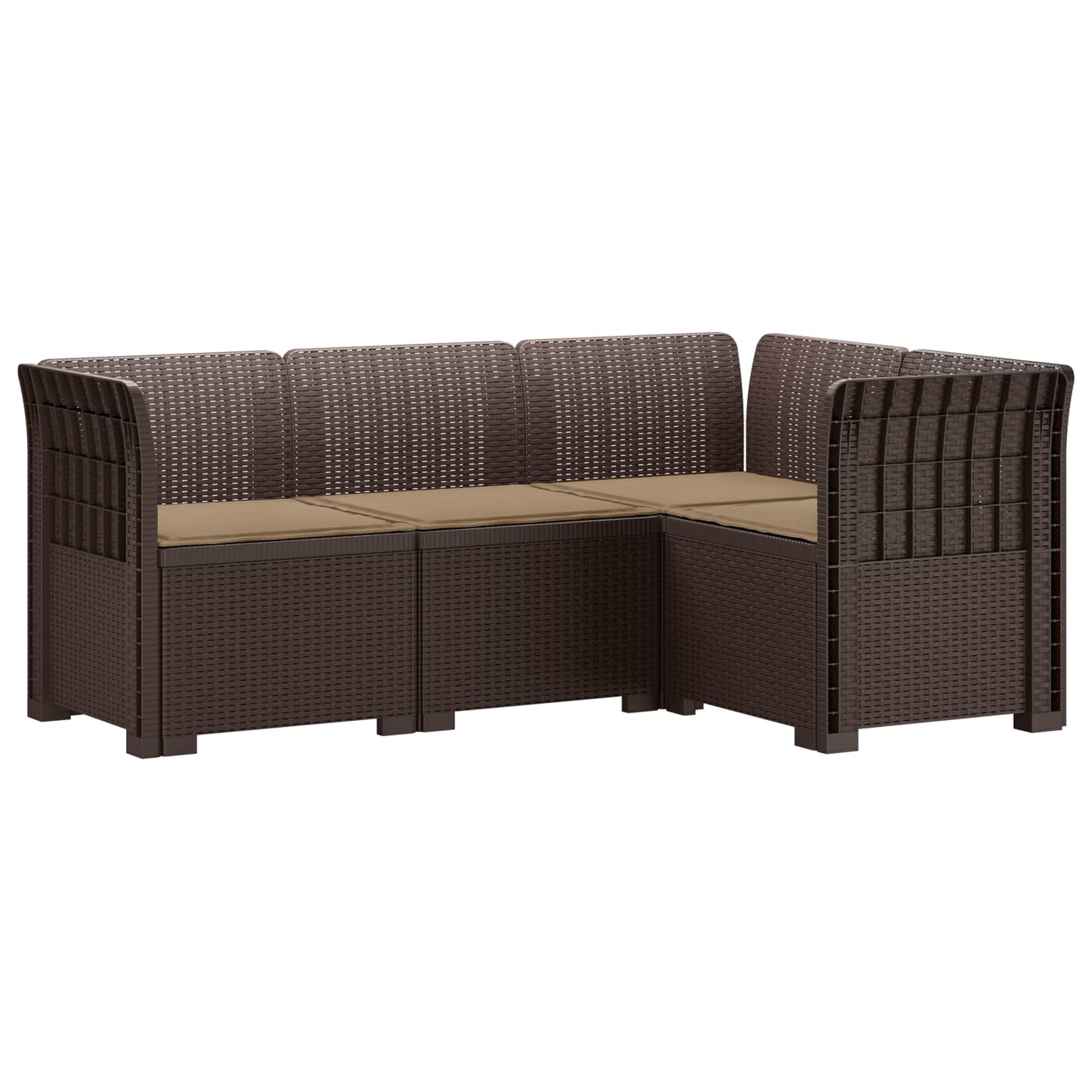 Divano da Giardino 4 Posti con Cuscini Aspetto Rattan PP | homemem39