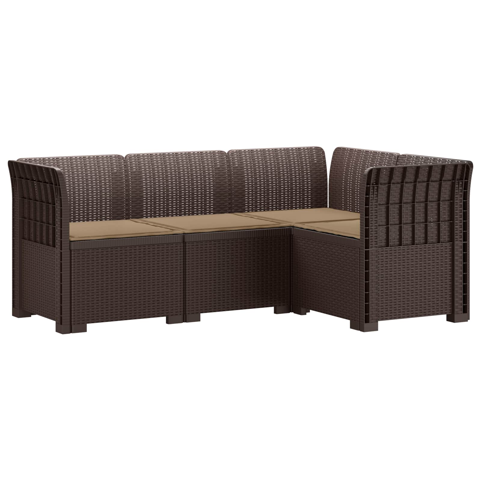 Divano da Giardino 4 Posti con Cuscini Aspetto Rattan PP | homemem39