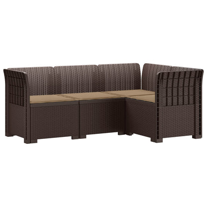 Divano da Giardino 4 Posti con Cuscini Aspetto Rattan PP | homemem39