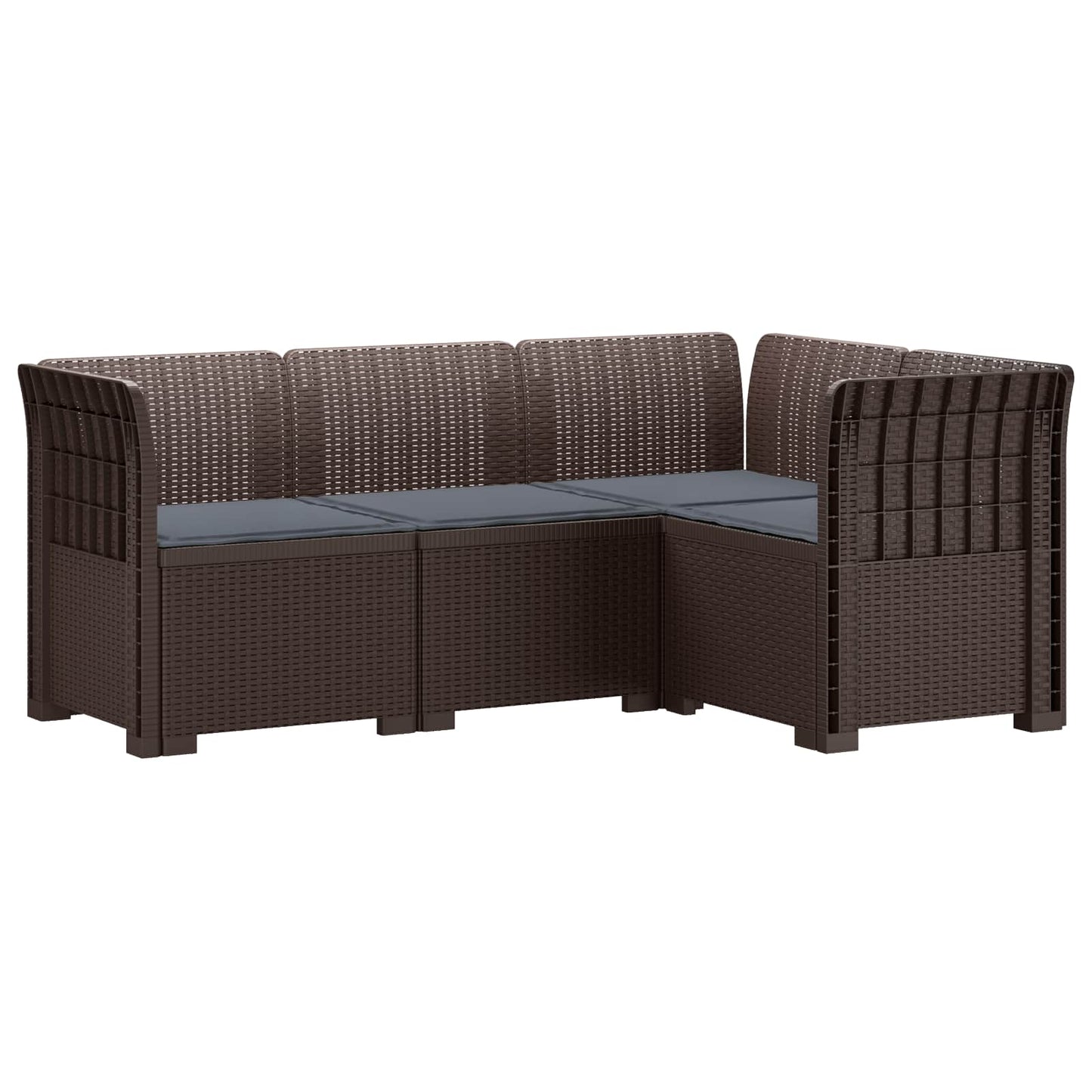 Divano da Giardino 4 Posti con Cuscini Aspetto Rattan PP | homemem39