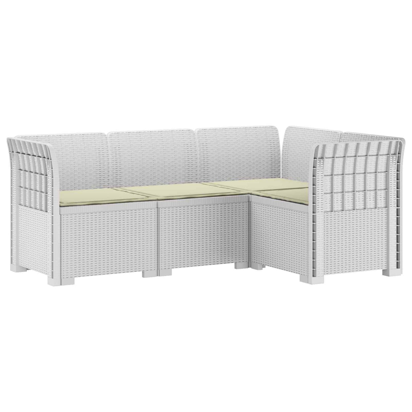 Divano da Giardino 4 Posti con Cuscini Aspetto Rattan PP Bianco | homemem39