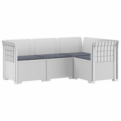 Divano da Giardino 4 Posti con Cuscini Aspetto Rattan PP Bianco | homemem39