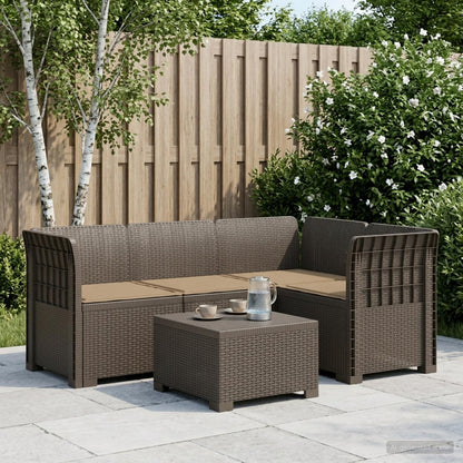 Divano da Giardino 4 Posti con Cuscini Aspetto Rattan PP | homemem39