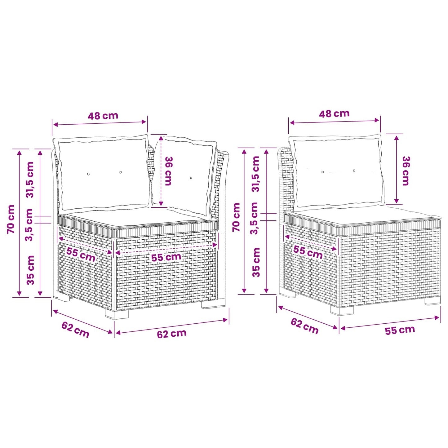 Divano da Giardino 4 Posti con Cuscini Aspetto Rattan PP | homemem39