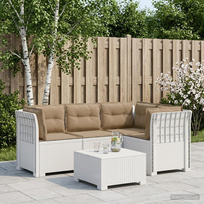 Divano da Giardino 4 Posti con Cuscini Aspetto Rattan PP Bianco | homemem39