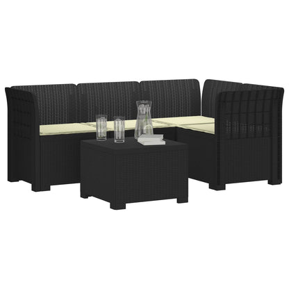 Divano da giardino 4 posti con cuscini aspetto rattan PP | homemem39