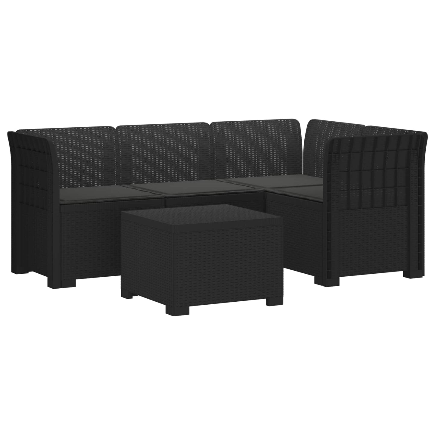 Divano da giardino 4 posti con cuscini aspetto rattan PP | homemem39