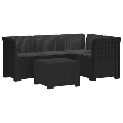 Divano da giardino 4 posti con cuscini aspetto rattan PP | homemem39