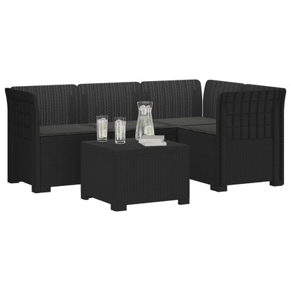 Divano da giardino 4 posti con cuscini aspetto rattan PP | homemem39