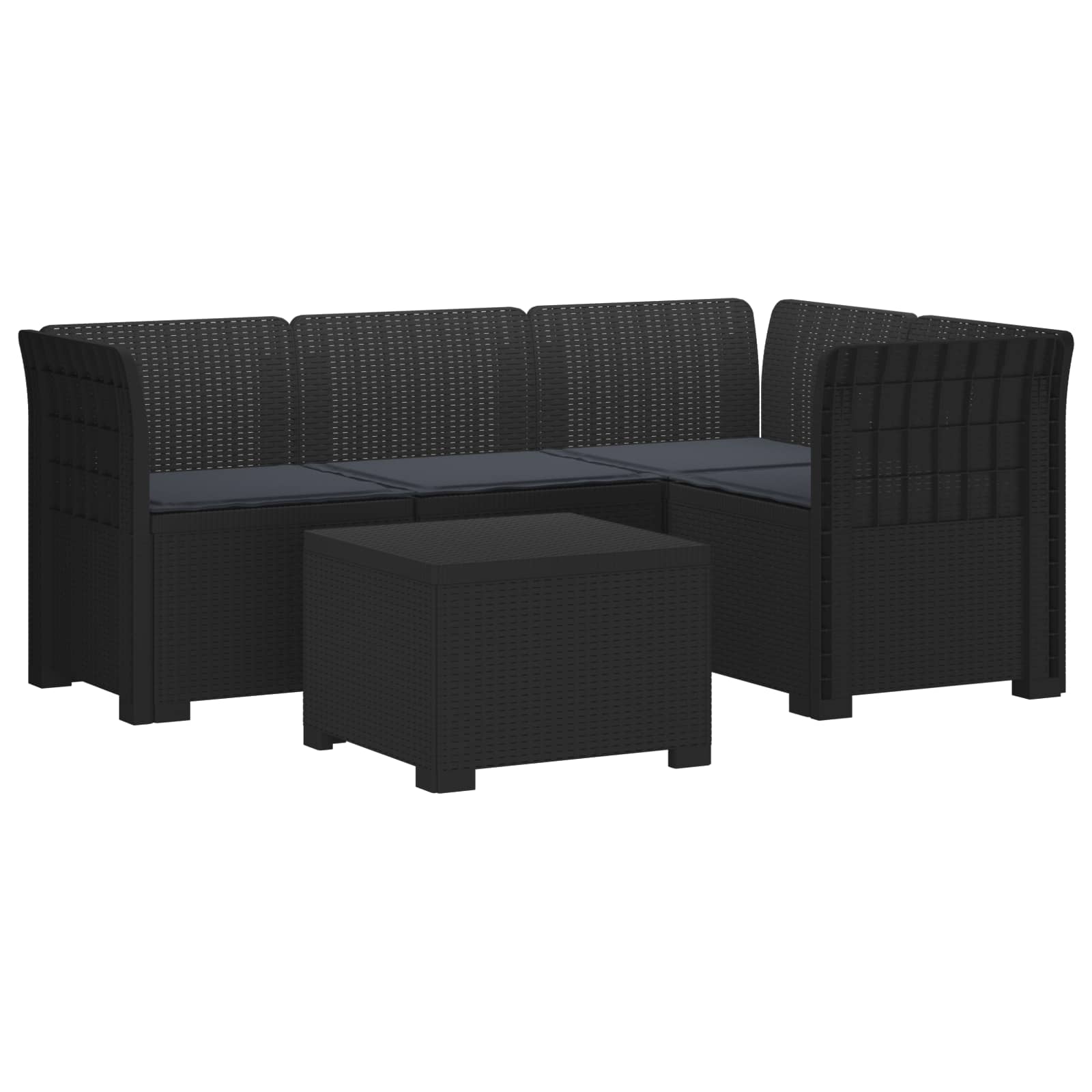 Divano da giardino 4 posti con cuscini aspetto rattan PP | homemem39