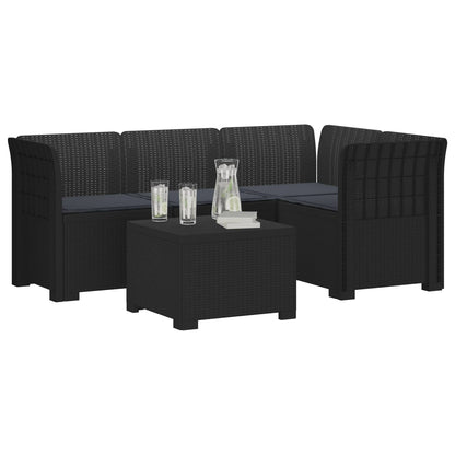 Divano da giardino 4 posti con cuscini aspetto rattan PP | homemem39