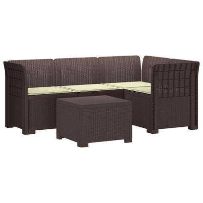 Divano da giardino 4 posti con cuscini aspetto rattan PP | homemem39