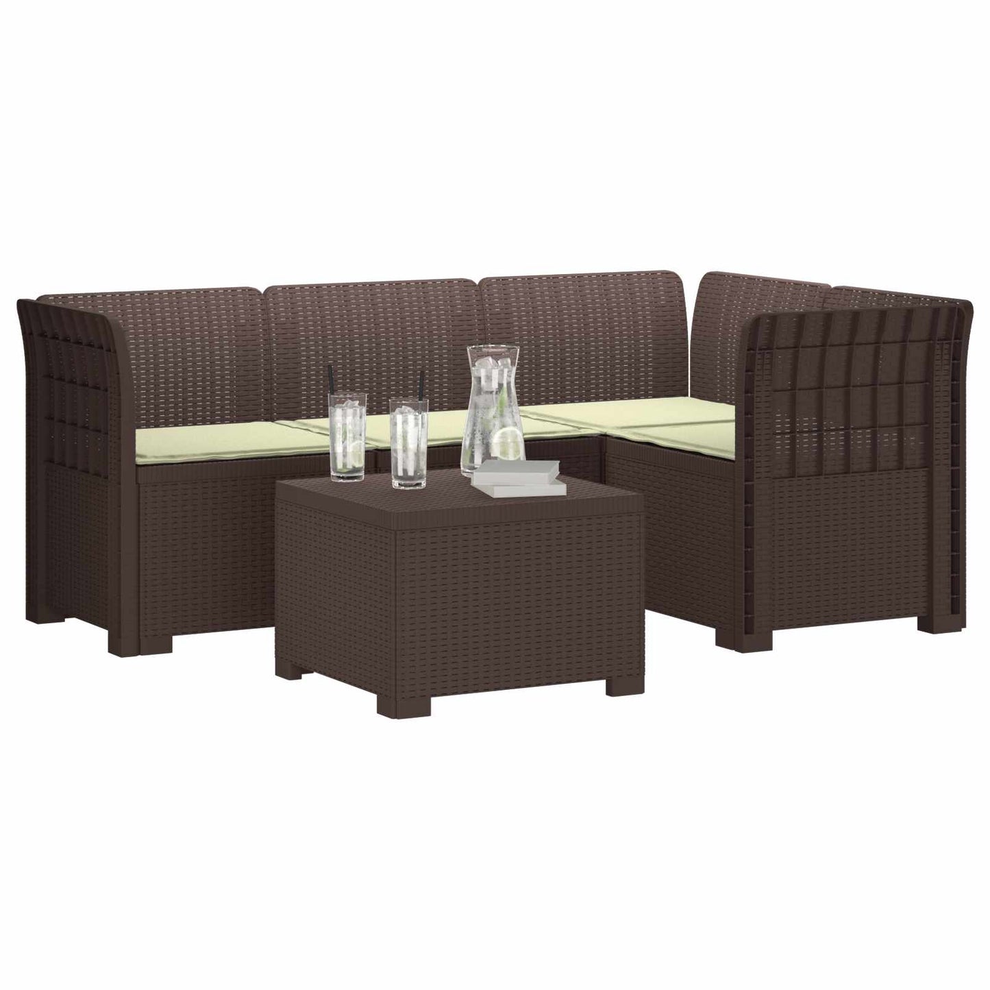 Divano da giardino 4 posti con cuscini aspetto rattan PP | homemem39