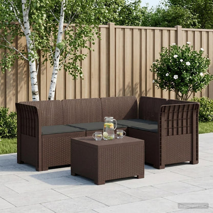 Divano da giardino 4 posti con cuscini aspetto rattan PP | homemem39