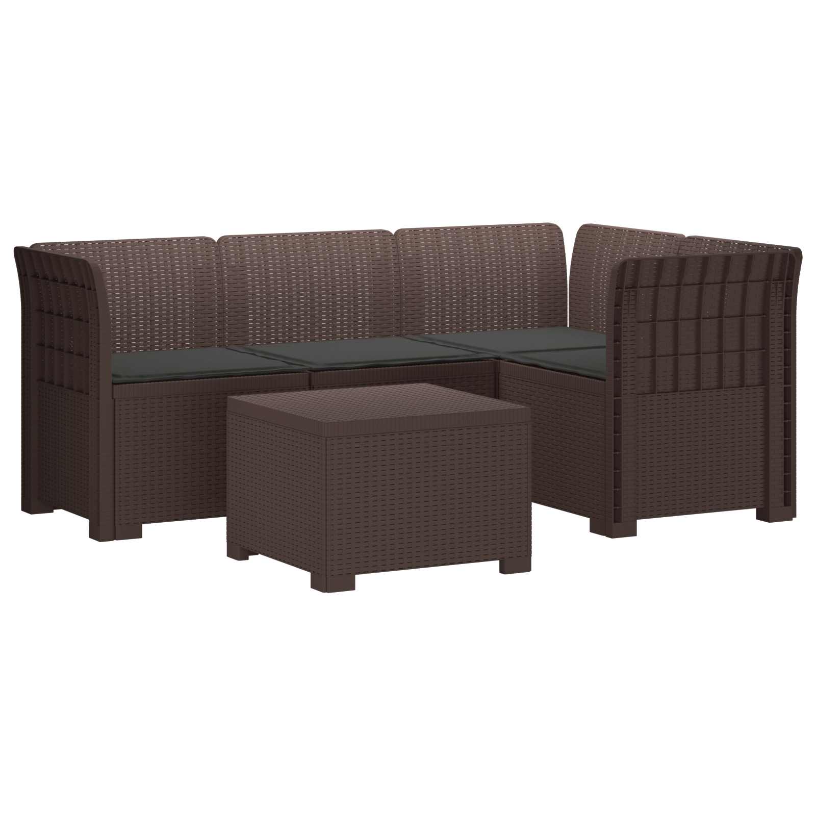 Divano da giardino 4 posti con cuscini aspetto rattan PP | homemem39