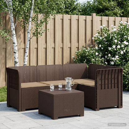 Divano da giardino 4 posti con cuscini aspetto rattan PP | homemem39