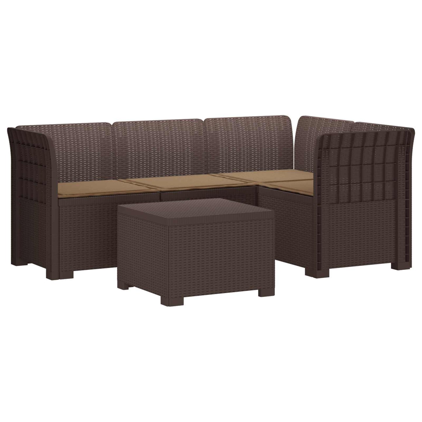 Divano da giardino 4 posti con cuscini aspetto rattan PP | homemem39