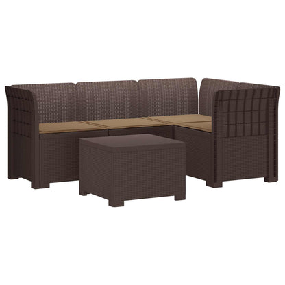 Divano da giardino 4 posti con cuscini aspetto rattan PP | homemem39