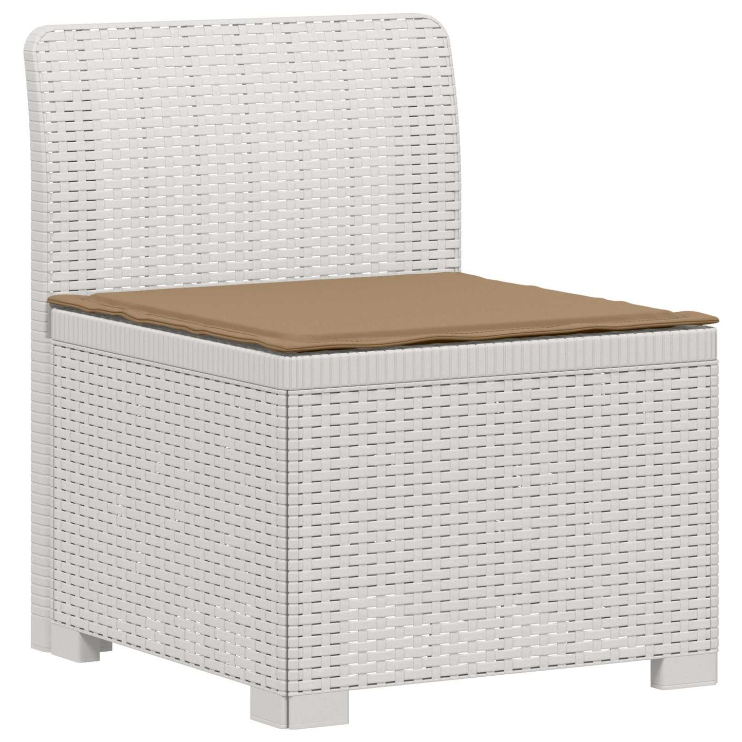 Divano da giardino 4 posti con cuscini aspetto rattan PP Bianco | homemem39