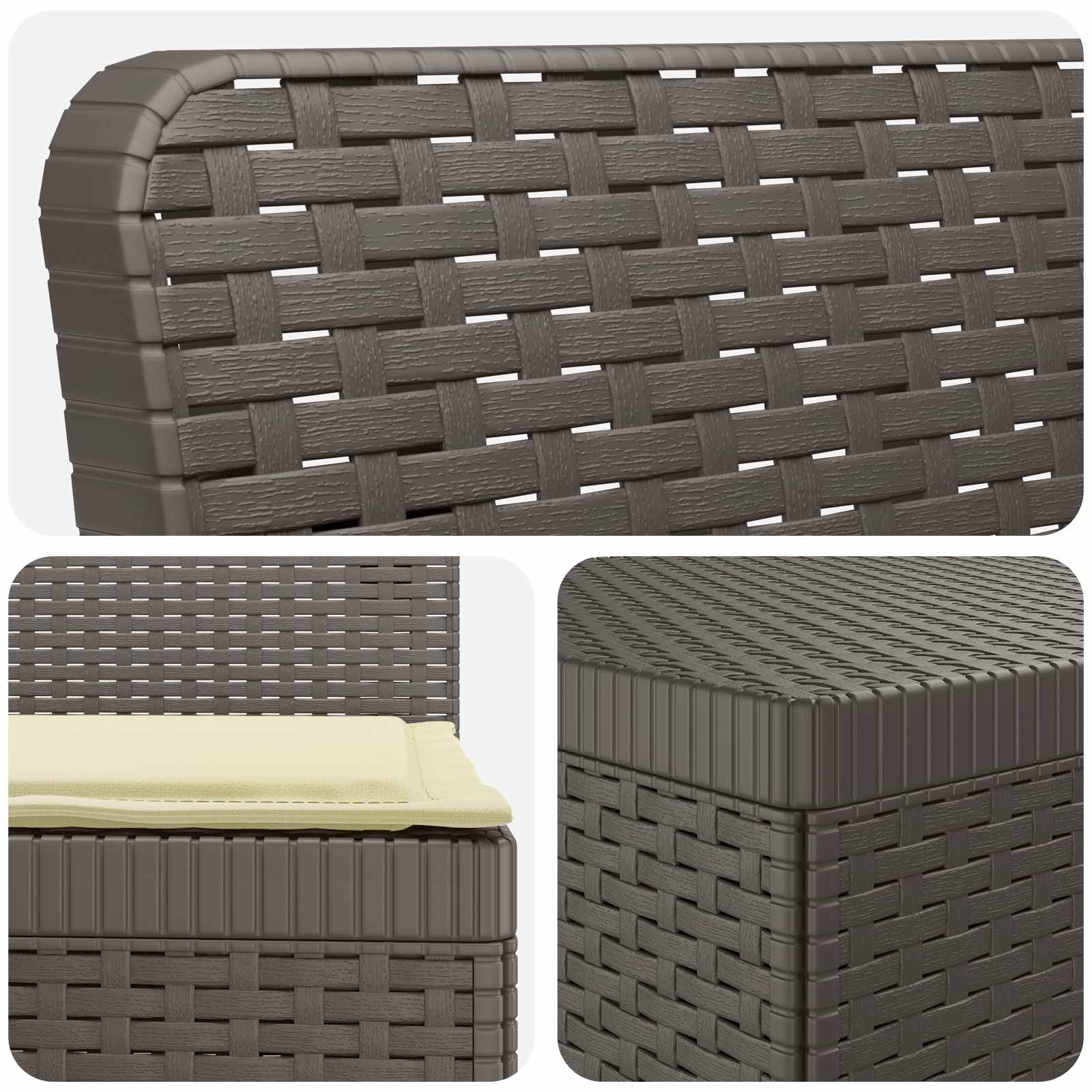 Divano da giardino 4 posti con cuscini aspetto rattan PP | homemem39