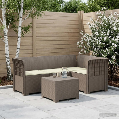 Divano da giardino 4 posti con cuscini aspetto rattan PP | homemem39