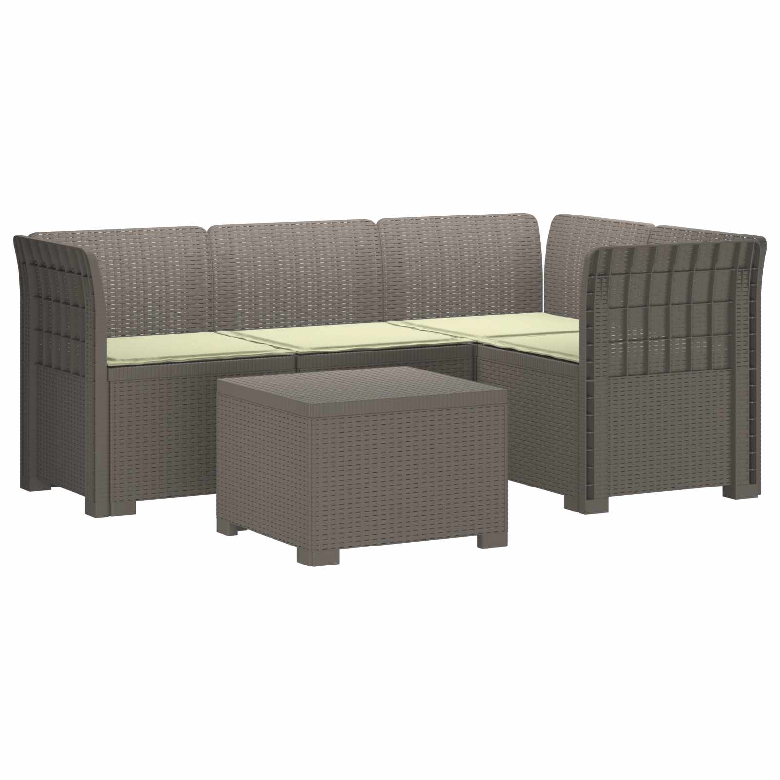 Divano da giardino 4 posti con cuscini aspetto rattan PP | homemem39