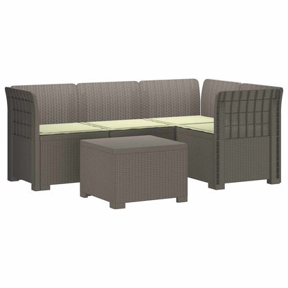 Divano da giardino 4 posti con cuscini aspetto rattan PP | homemem39