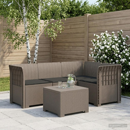Divano da giardino 4 posti con cuscini aspetto rattan PP | homemem39