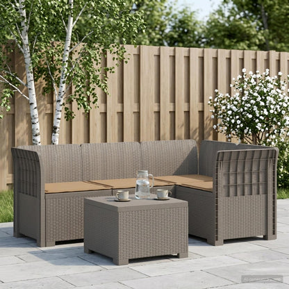 Divano da giardino 4 posti con cuscini aspetto rattan PP | homemem39