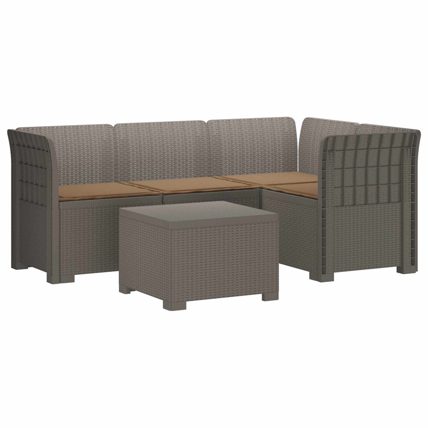Divano da giardino 4 posti con cuscini aspetto rattan PP | homemem39