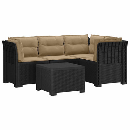 Divano da giardino 4 posti con cuscini aspetto rattan PP | homemem39