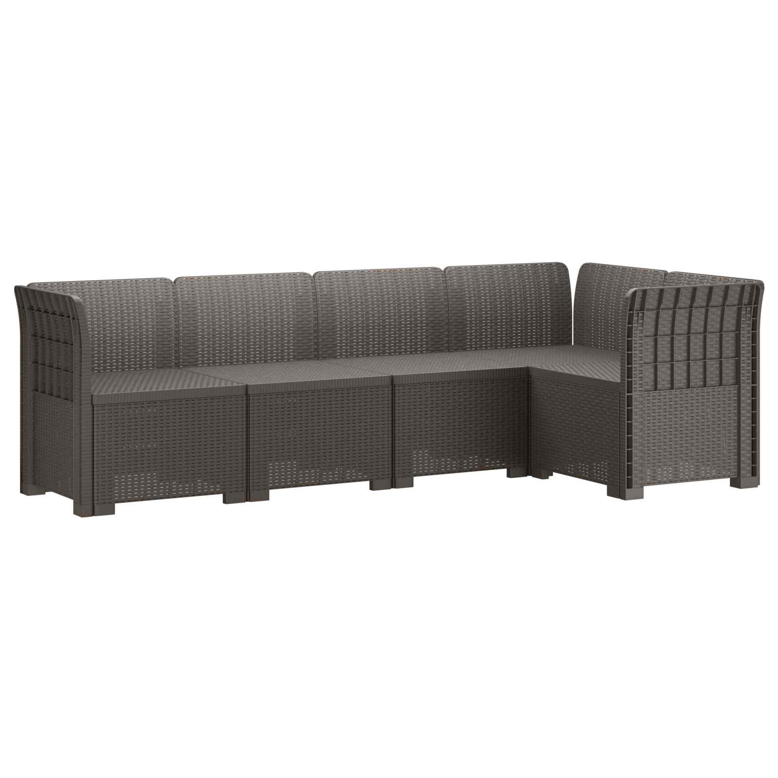 Divano da Giardino 5 Posti Stile Rattan PP Grigio Chiaro | homemem39