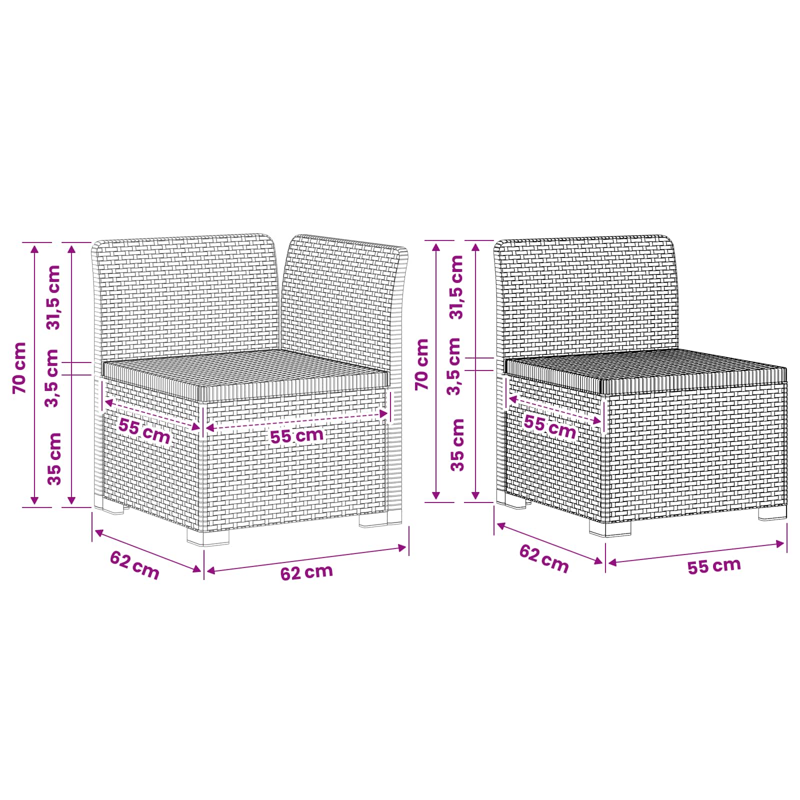 Divano da Giardino 5 Posti Stile Rattan PP Grigio Chiaro | homemem39