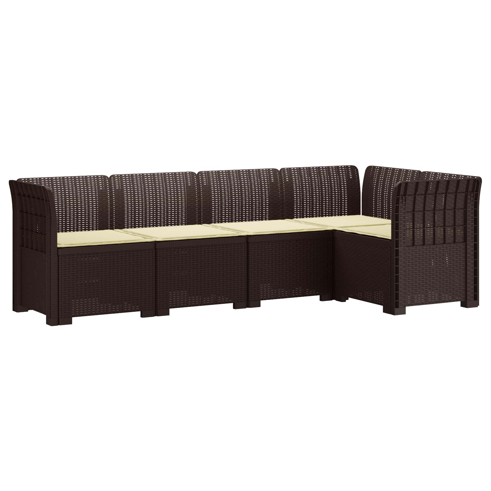 Divano da Giardino 5 Posti con Cuscini Stile Rattan PP Marrone | homemem39