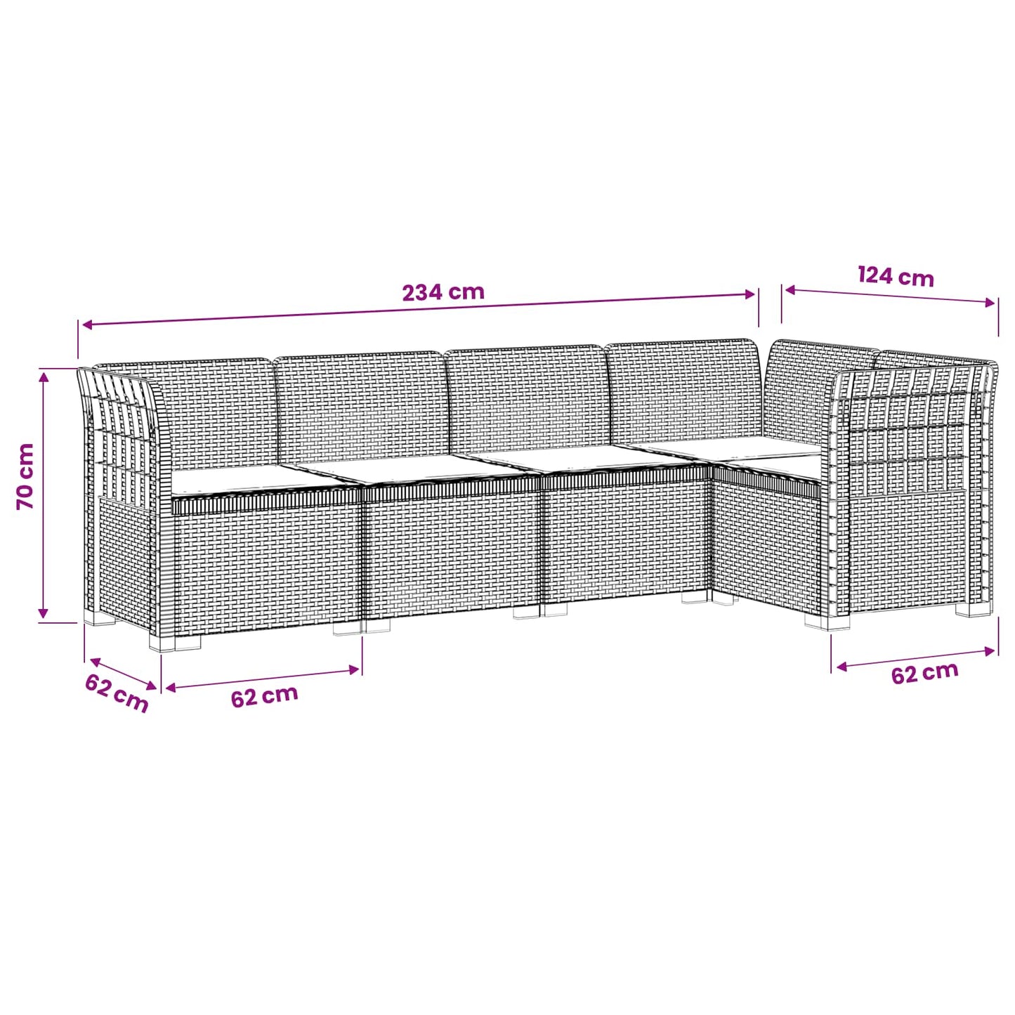 Divano da Giardino 5 Posti con Cuscini Stile Rattan PP Marrone | homemem39
